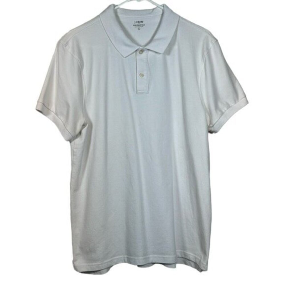 J Crew Large White Collared Pullover Pique Polo Casual Size Large EUC #0481-LA